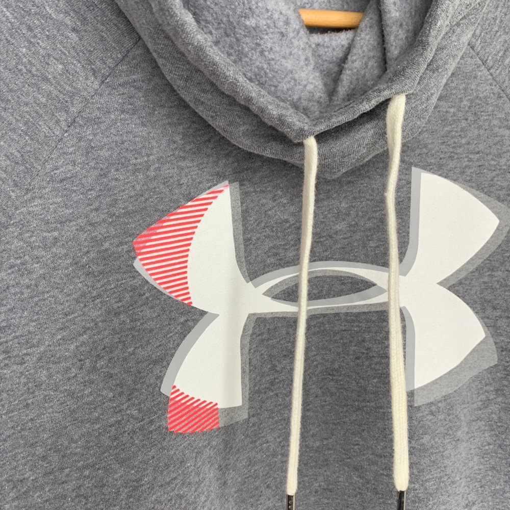 Under Armour Loose Size Small Womens Funnel Neck Hoodie Gray Large Decal - Picture 10 of 10